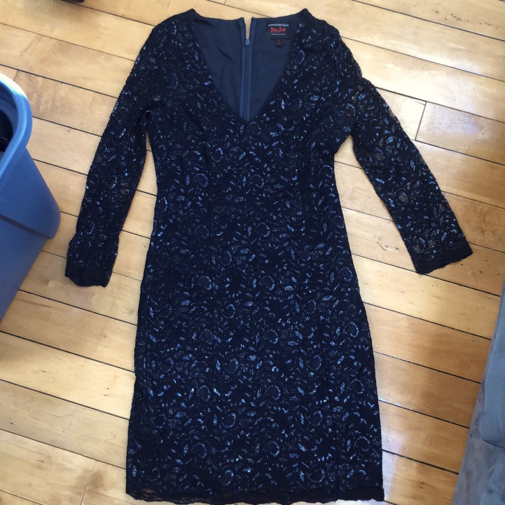 Black lace long sleeve banana republic dress